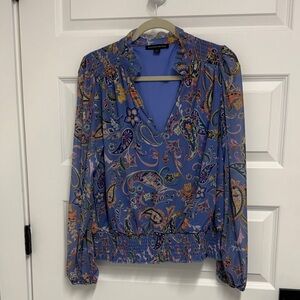Boston Proper Multicolor Paisley V-Neck Blouse